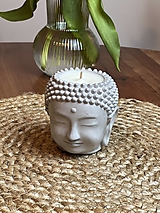 Sviečky - Ručne odlievaná sójová sviečka v sádrovej podobe Budhu, sviečka na jogu, meditáciu 170 ml - 16469945_