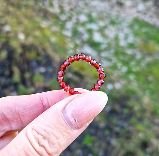 Prstene - Prsteň*granát*Etiopie*rondelky*Ag - 16470098_