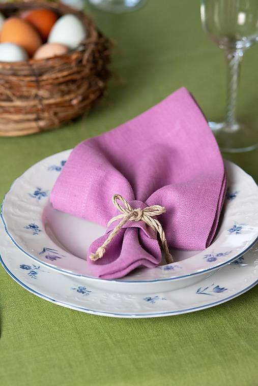 Úžitkový textil - Ľanový obrúsok Special Raspberry s obručou - 16471320_