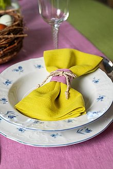Úžitkový textil - Ľanový obrúsok Special Yellow s obručou - 16471323_