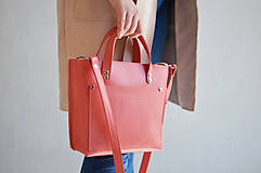 Kabelky - Kožená taška Tote bag City Mini (coral pink) - 16473187_