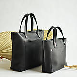 Kabelky - Kožená taška Tote bag City Mini (black) - 16473199_