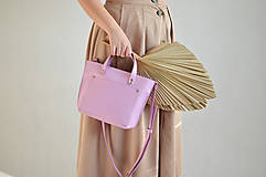 Kabelky - Kožená taška Tote bag City Mini (lila) - 16473310_