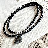 Sady šperkov - Onyx Turtle Stainless Steel Necklace / Náhrdelník ónyx, korytnačka, oceľ E027 - 16473537_