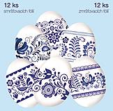 Nástroje - Zmršťovacie košieľky na vajíčka, folklórne, modré, 12 ks - 16473616_