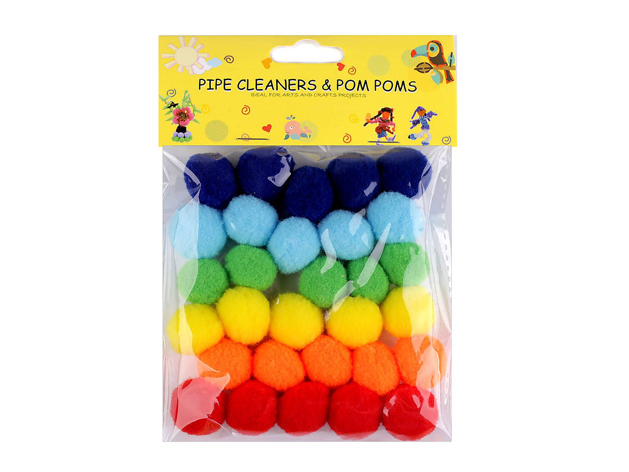 Bambuľky (pom-poms), mix farieb, Ø20 mm (multikolor)