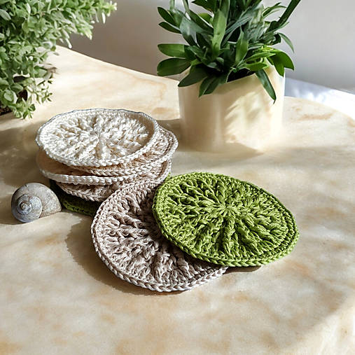 Úžitkový textil - Masážna odličovacia žinka ECO | set Green Amber - 16475246_