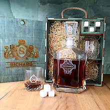 Nádoby - Personalizovaná Karafa na Whisky Set Valse + Poháre, Kamene - 16474271_