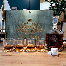 Nádoby - Personalizovaná Karafa na Whisky Set Valse + 4 Poháre, Kamene - 16474392_