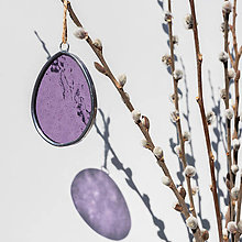 Dekorácie - Vitrážne veľkonočné vajíčko (Jednofarebné fialové levandulové) - 16474831_