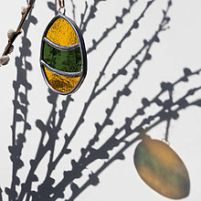 Dekorácie - Vitrážne veľkonočné vajíčko (Viacfarebné žlto-zelené) - 16474843_