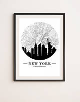 Grafika - Mapa mesta New York - plagát (mapa v kruhu) - 16475553_