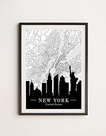 Grafika - Mapa mesta New York - plagát - 16475625_