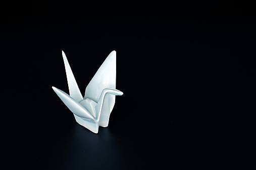 Dekorácie - Volně stojící origami jeřáb z porcelánu (velký - Modrá) - 16475263_