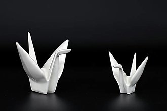 Dekorácie - Volně stojící origami jeřáb z porcelánu - 16475255_