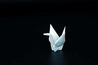Dekorácie - Volně stojící origami jeřáb z porcelánu (malý - Modrá) - 16475262_