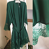 Župany - Hodvábne kimono s krajkou - 16474308_