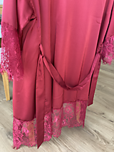 Župany - Hodvábne kimono s krajkou - 16474310_
