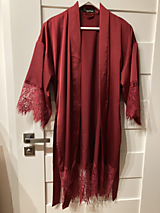 Župany - Hodvábne kimono s krajkou - 16474312_