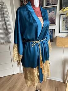 Župany - Luxusné kimono s krajkou - 16474370_