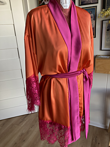 Župany - Luxusné kimono s krajkou - 16474386_