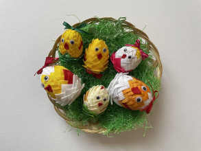 Dekorácie - patchworkové veľkonočné vajíčko - kuriatko malé - 16474475_