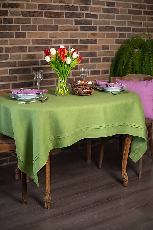 Úžitkový textil - Ľanový obrus Colors of Joy  (180x180 cm) - 16473290_