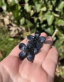 Náušnice - *Black flowers crystal* - 16478019_