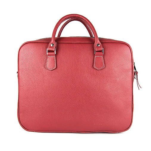 Kožená pracovná cestovná taška v červenej farbe