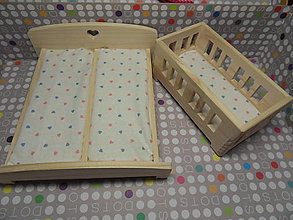 Hračky - Drevený nábytok pre medvedíkov (bábiky) - posteľ a postieľka - do kufríka/domčeka - 16477892_