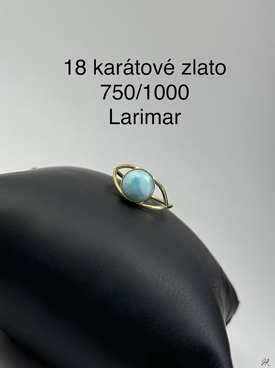 Zlatý Au 750/1000 (18karátový) prsteň s larimarom, veľkosť 59