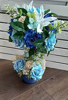 Dekorácie - Topiary "Modrá ruža" - 16476733_