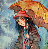 Kresby - Prechádzka v daždi  - print - 16478684_
