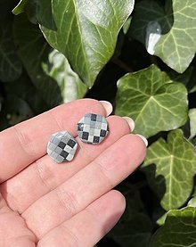 Náušnice - *Minicube gray hexagons* - 16478443_