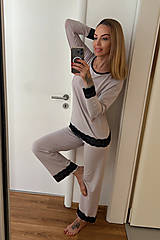 Nočná bielizeň - Pyžamový set s dlhými nohavicami BLANCHE MISTY GREY - 16479382_