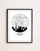 Grafika - Mapa mesta Paríž - plagát (mapa v kruhu) - 16478696_