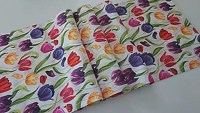 Úžitkový textil - Obrusy,,pestrofarebné tulipány " (150×33cm) - 16482425_