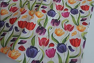 Úžitkový textil - Obrusy,,pestrofarebné tulipány " (90×90cm) - 16482459_