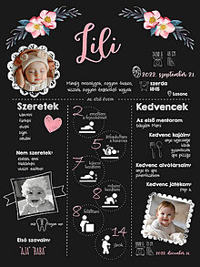 Papiernictvo - Míľniková tabuľka Vášho bábätka - dievčatko (maďarská tlačená verzia (6 ks)) - 16481344_