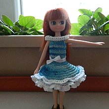 Hračky - Oblečenie pre bábiky Lottie(18 cm bábika) (melírované zelenomodré) - 16480930_