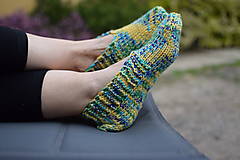 Ponožky, pančuchy, obuv - papučky balerínky - žlto modro zelené(v.39-40) - 16481921_