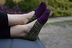 Ponožky, pančuchy, obuv - papučky balerínky - fialovo zelené (v.39-40) - 16481987_