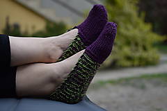 Ponožky, pančuchy, obuv - papučky balerínky - fialovo zelené (v.39-40) - 16481988_