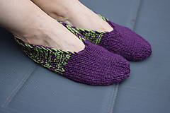 Ponožky, pančuchy, obuv - papučky balerínky - fialovo zelené (v.39-40) - 16481989_