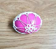 Dekorácie - Veľkonočné kraslice s háčkovano-šitou krajkou  (Ružová) - 16481054_