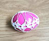 Dekorácie - Veľkonočné kraslice s háčkovano-šitou krajkou  (Ružová) - 16481057_