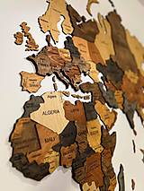 Dekorácie - 3D Drevená mapa sveta na stenu - 16482477_