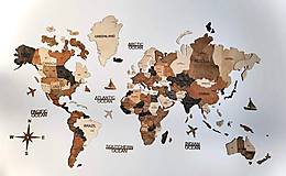 Dekorácie - 3D Drevená mapa sveta na stenu - 16482492_