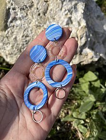 Náušnice - *Blue marble polymer&resin circles* - 16482934_