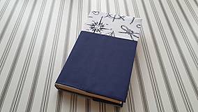 Papiernictvo - Obal na knihu- námornícke vzory na bielej a modrá - 16483268_